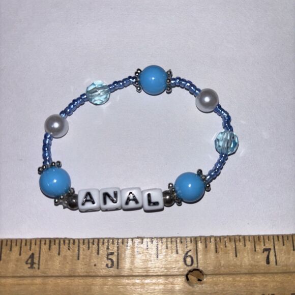 Multicolor “an*l” Bracelet Adult Humor Beaded Handmade Naughty Accessories - Picture 1 of 3